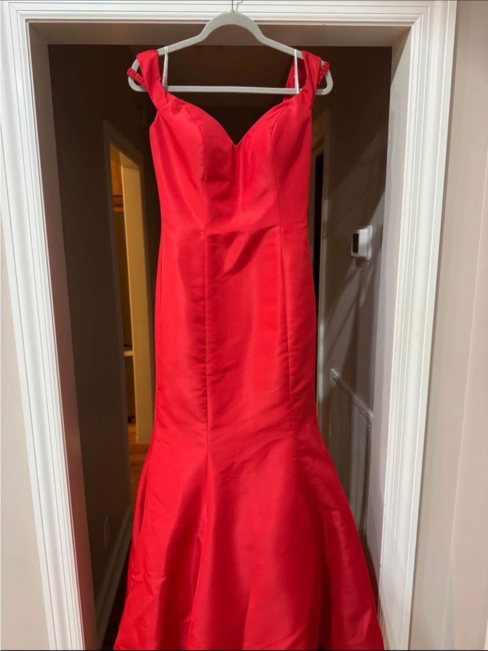 Sherri Hill Red Off-Shoulder Mermaid Gown